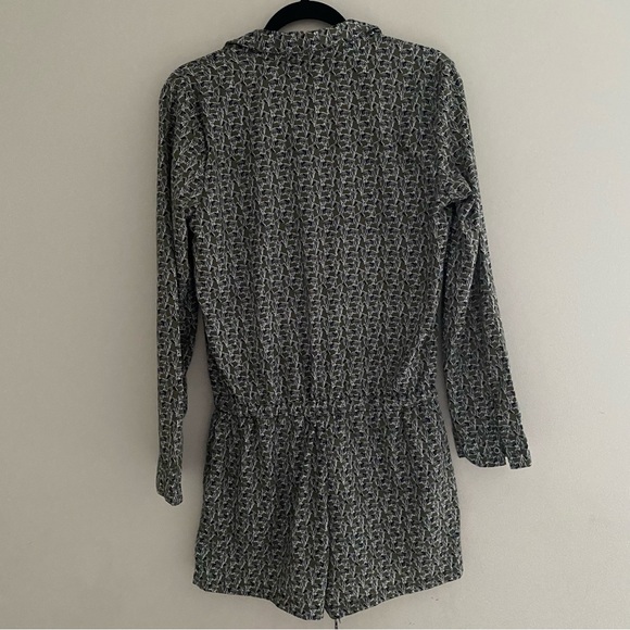 Splendid Medium Green Zebra Print Long Sleeve Button Up Romper Anthropologie - Picture 5 of 7